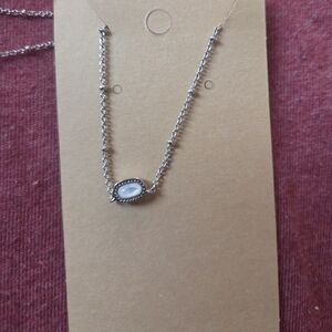 Kendra Scott Silver Necklace with White Stone